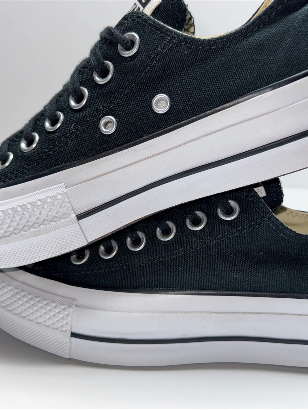 Converse Low-Top Platform Sneakers in Black and White - Picture 7 of 8
